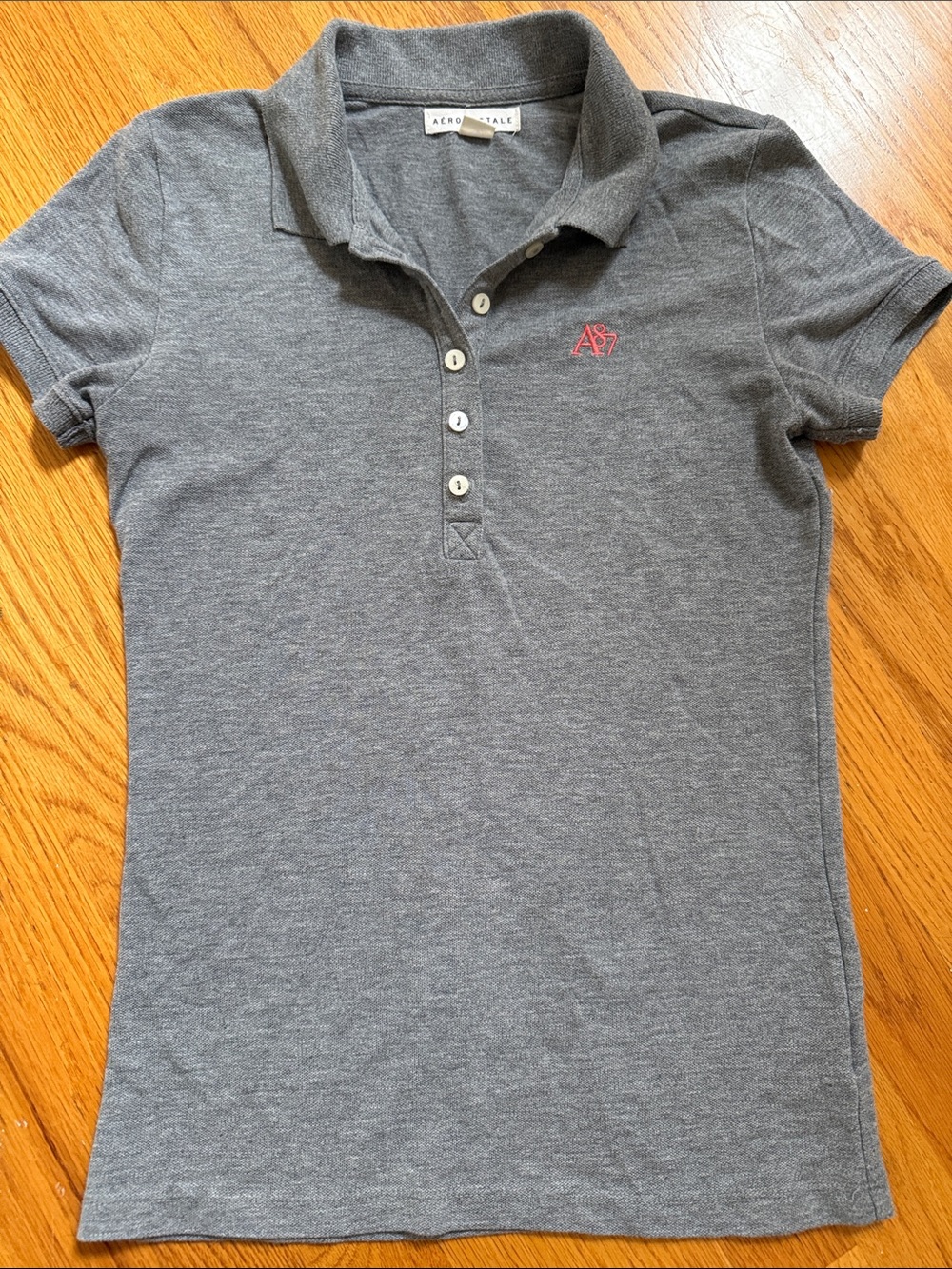 Aeropostale Gray Polo Top with Pink Logo